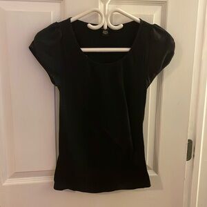 Black Scoop Neck Stretchy T-shirt